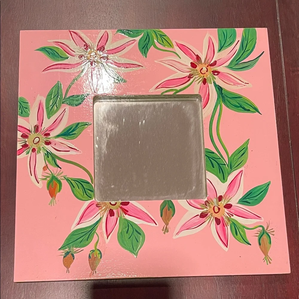 Pink Floral Mirror Frame